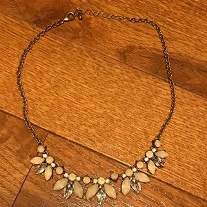 Beige and clear rhinestone necklace